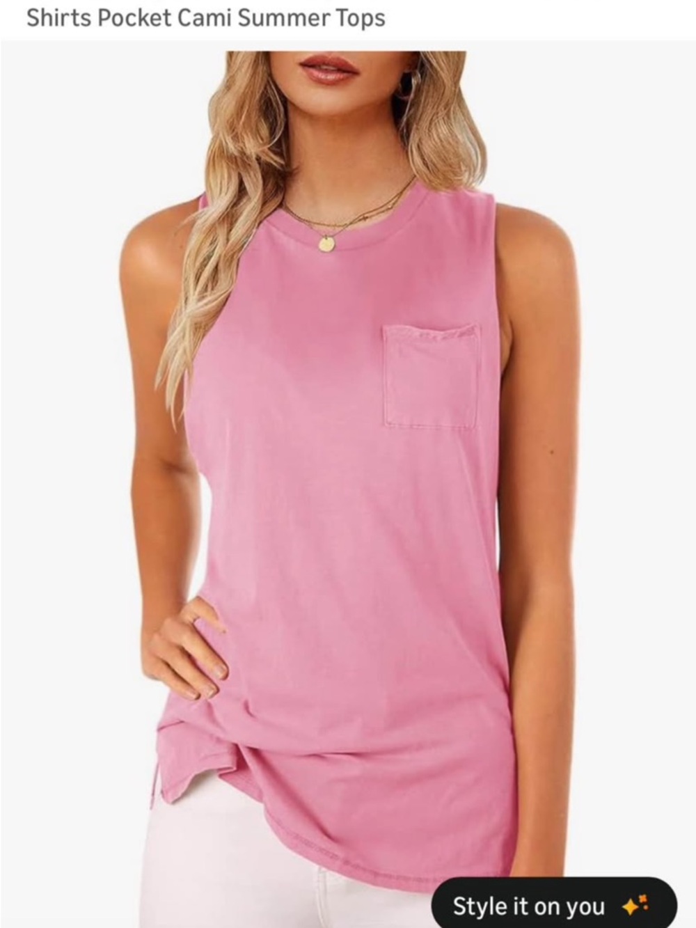 Women’s Pink Pocket Cami Tank Top